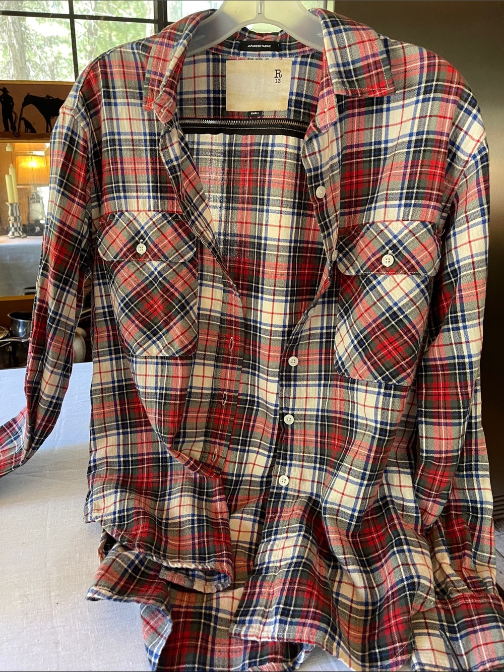 R13 plaid zipper shirt